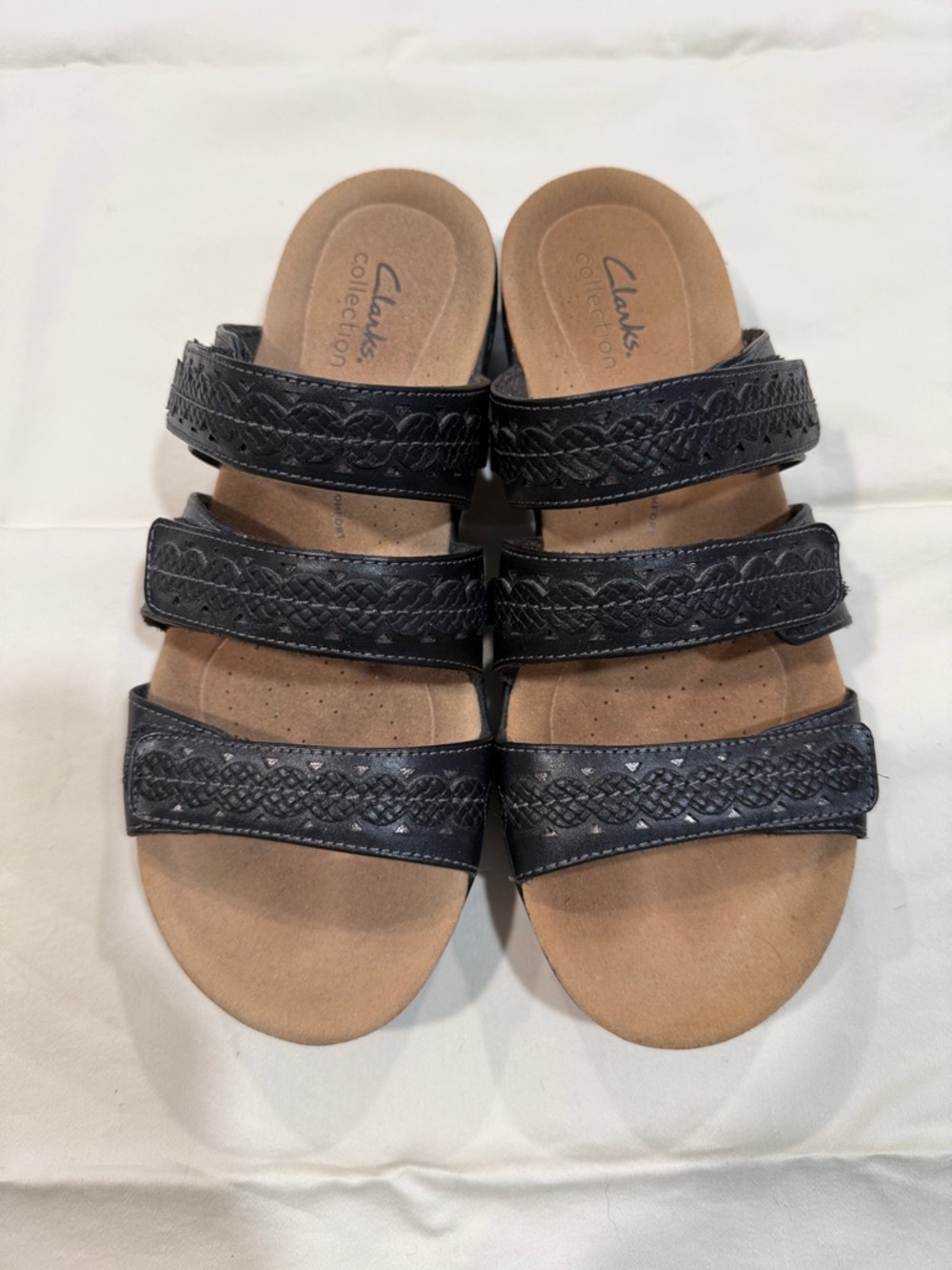 Clark’s Black Adjustable Triple-Strap Comfort Sandals. Molded Sole size 7 1/2
